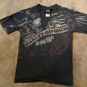 Harley-Davidson Black Short Sleeve Tee with Eagle Design